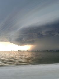 Scenic view of sea against cloudy sky