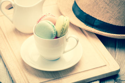 Close-up of coffee cup on table