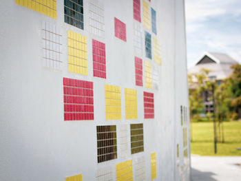 Close-up of multi colored building wall