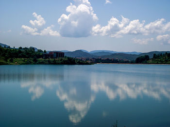 Scenic view of lake against sky