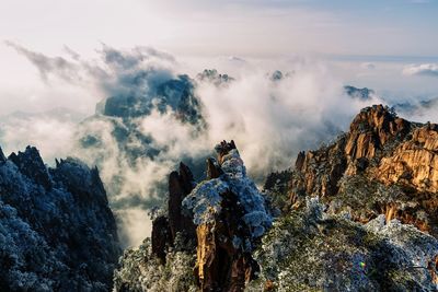 Panoramic view of majestic mountains against sky