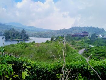 Scenic view of lake against sky
