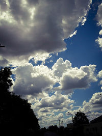 Low angle view of silhouette trees against sky