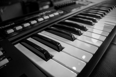 High angle view of piano keys