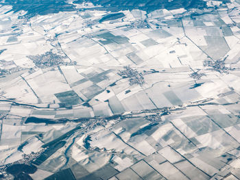 Aerial view of snow covered landscape