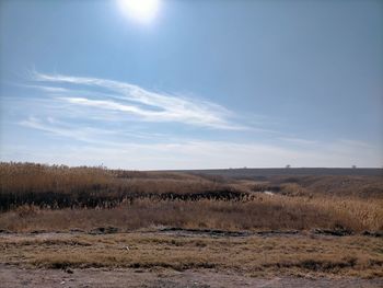 Scenic view of land against sky