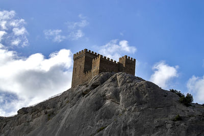 Low angle view of fort against sky