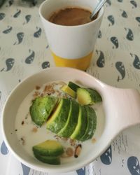 High angle view of food on table