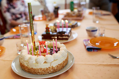 View of cake on table