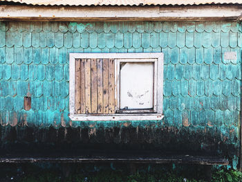 Closed door of old building