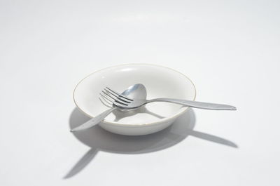 High angle view of drink in plate on table