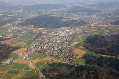 Aerial view of city and buildings