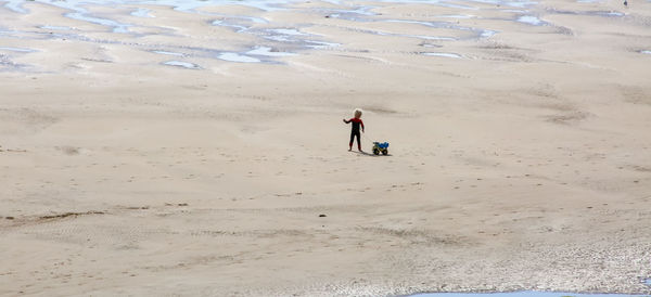 High angle view of man on beach