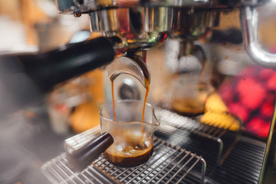 Close-up of coffee in factory