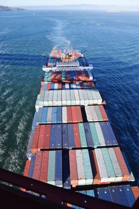 High angle view of ship on sea