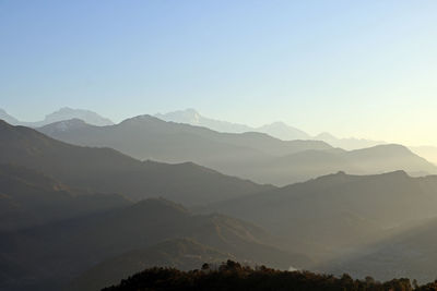 Scenic view of mountains against clear sky