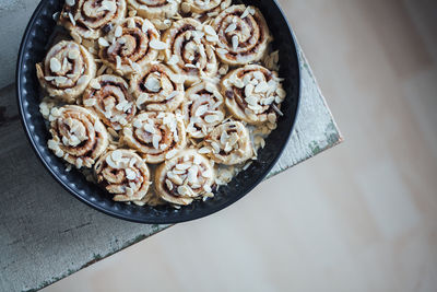 High angle view of cake on table