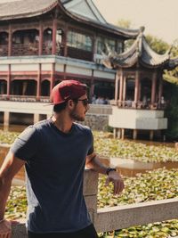 Young man looking at camera