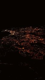 Aerial view of city at night