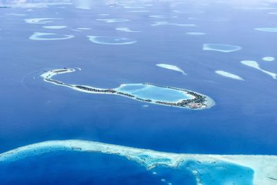 High angle view of maledives atoll