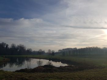 Scenic view of lake against sky