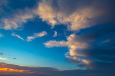 Low angle view of dramatic sky during sunset