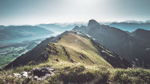 Scenic view of mountains against sky