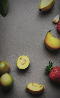 High angle view of fruits on table