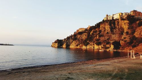 Scenic view of sea against clear sky