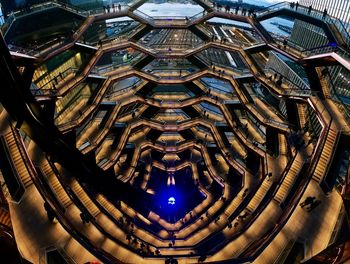 High angle view of illuminated ceiling in building