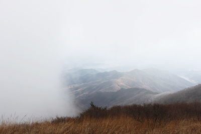 Scenic view of mountains against sky