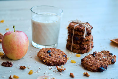 Close-up of breakfast on table