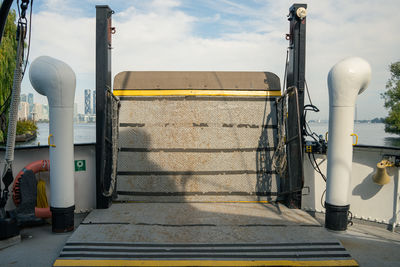 Rear view of woman walking on steps