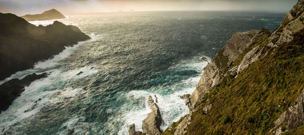 Scenic view of sea and rock formation