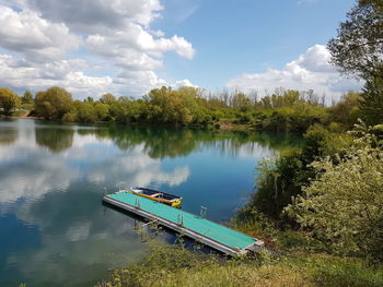 Scenic view of lake against sky