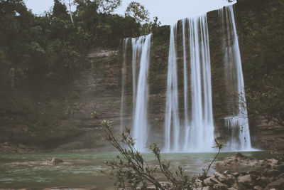 Scenic view of waterfall in forest