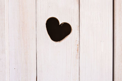 Close-up of heart shape on wooden door