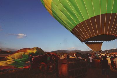 Hot air balloons flying in sky