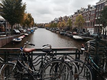 Cars parked in canal