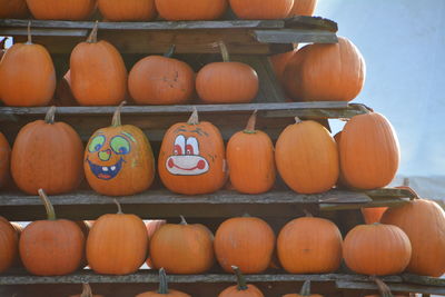 Close-up of pumpkins on table