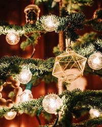 Close-up of christmas decoration hanging on tree