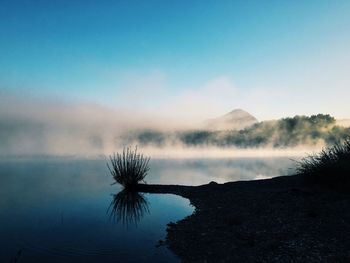 Scenic view of lake against sky