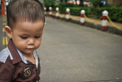 Portrait of cute boy outdoors