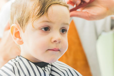 Close-up portrait of cute boy