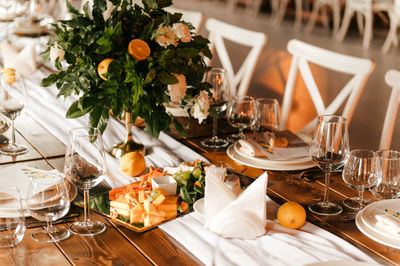 Place setting on table