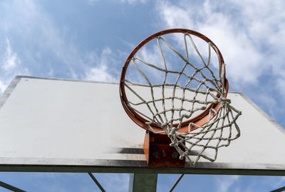 Low angle view of basketball hoop against sky