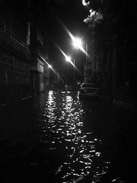 Illuminated buildings in city at night