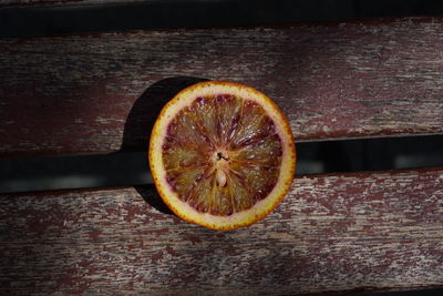 High angle view of orange on table