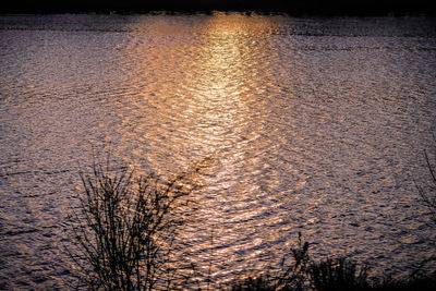 High angle view of rippled water in lake