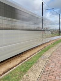 Railroad station platform against sky